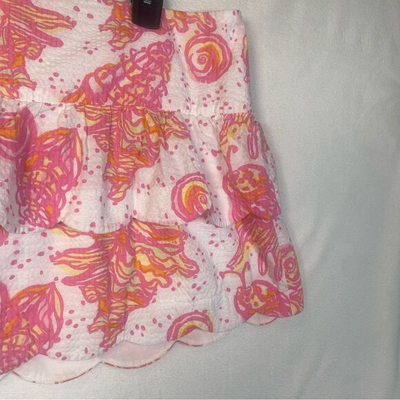 Lilly Pulitzer Tiered Scalloped Edge Conched Out Mini Skirt Size 12 - Picture 8 of 12